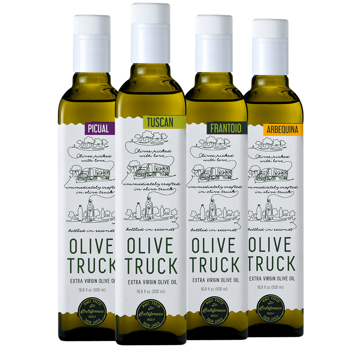 California Extra Virgin Olive Oil - Annual Subscription Set - 4 Bottle /  Year